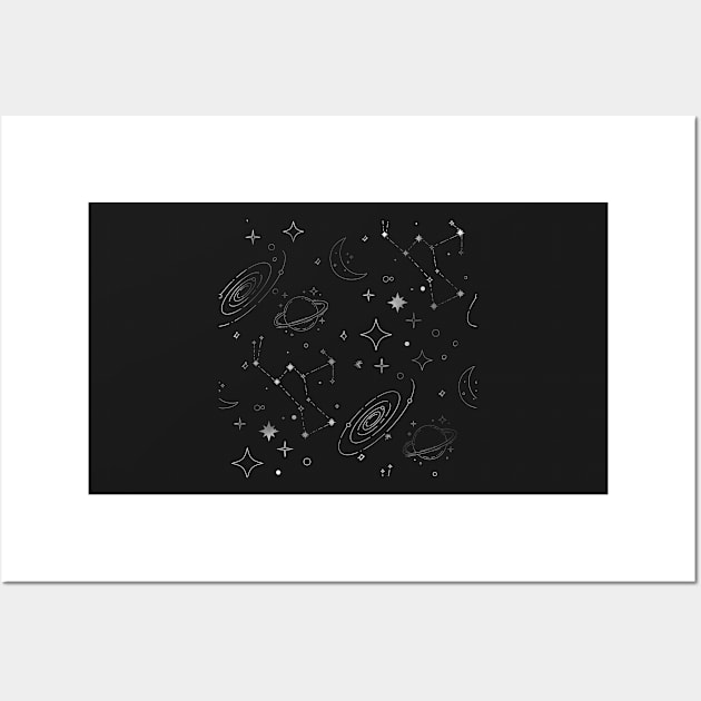 White Galaxy Pattern Wall Art by VictoriaLehnard